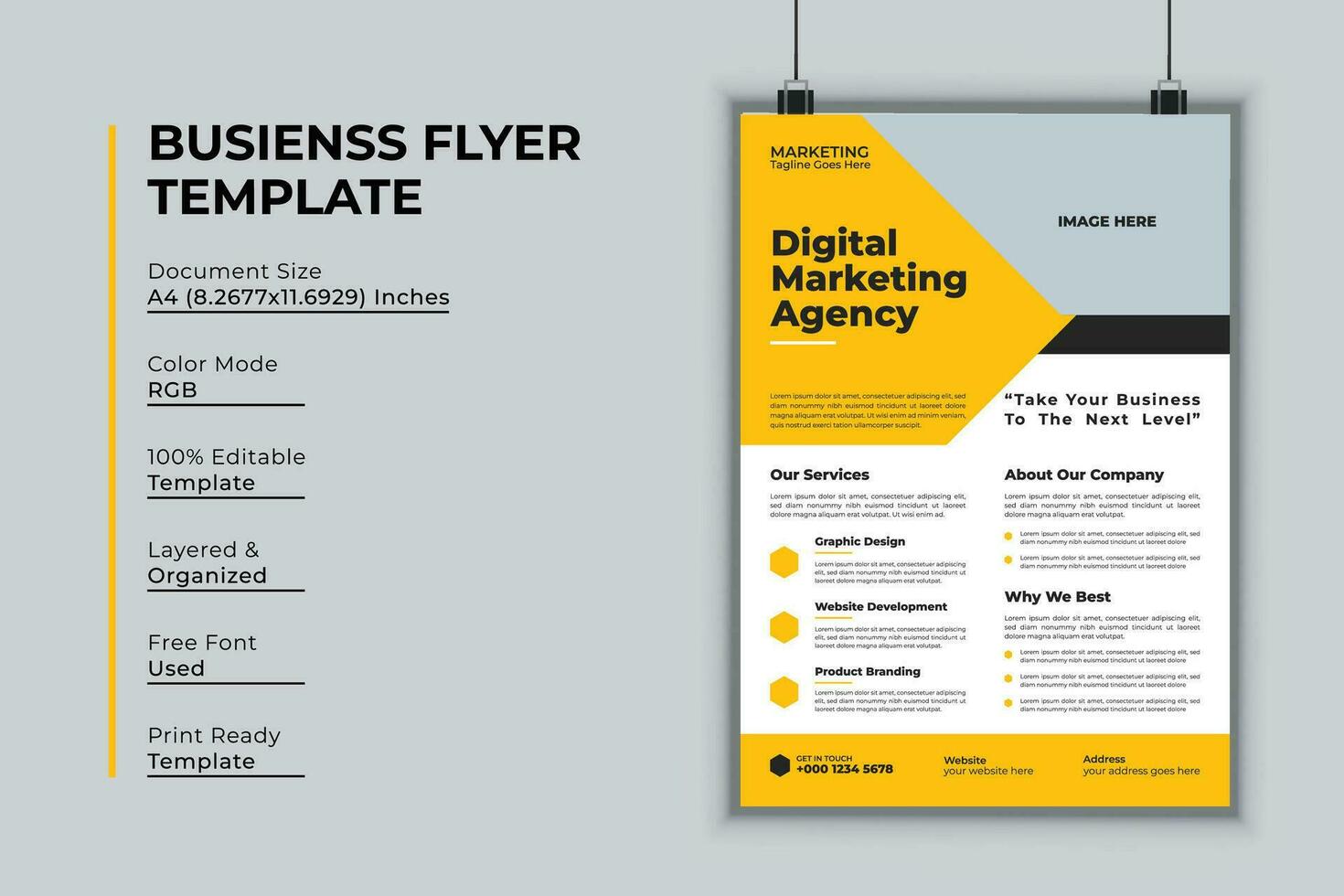 Digital marketing agency flyer design vector template