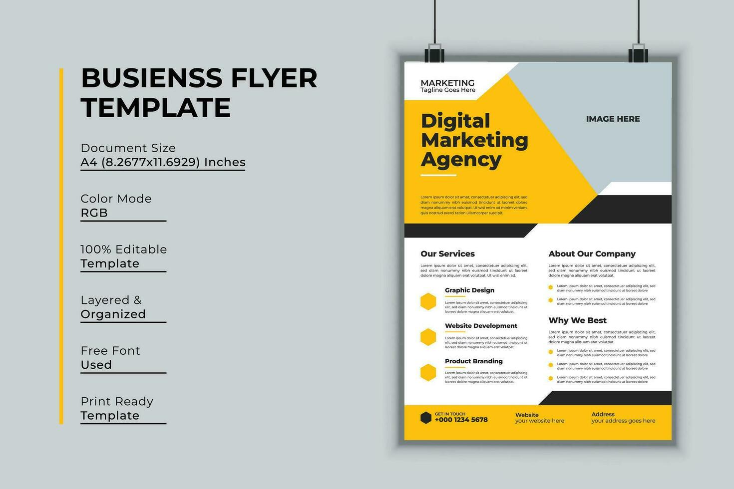 Digital marketing agency flyer design vector template