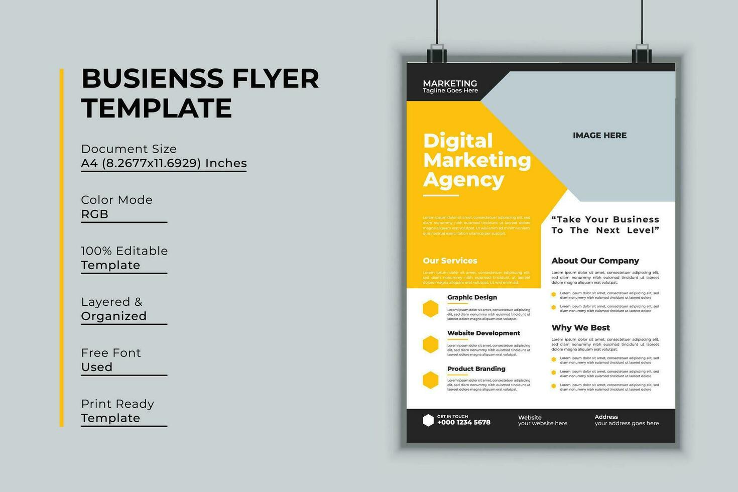 Digital marketing agency flyer design vector template