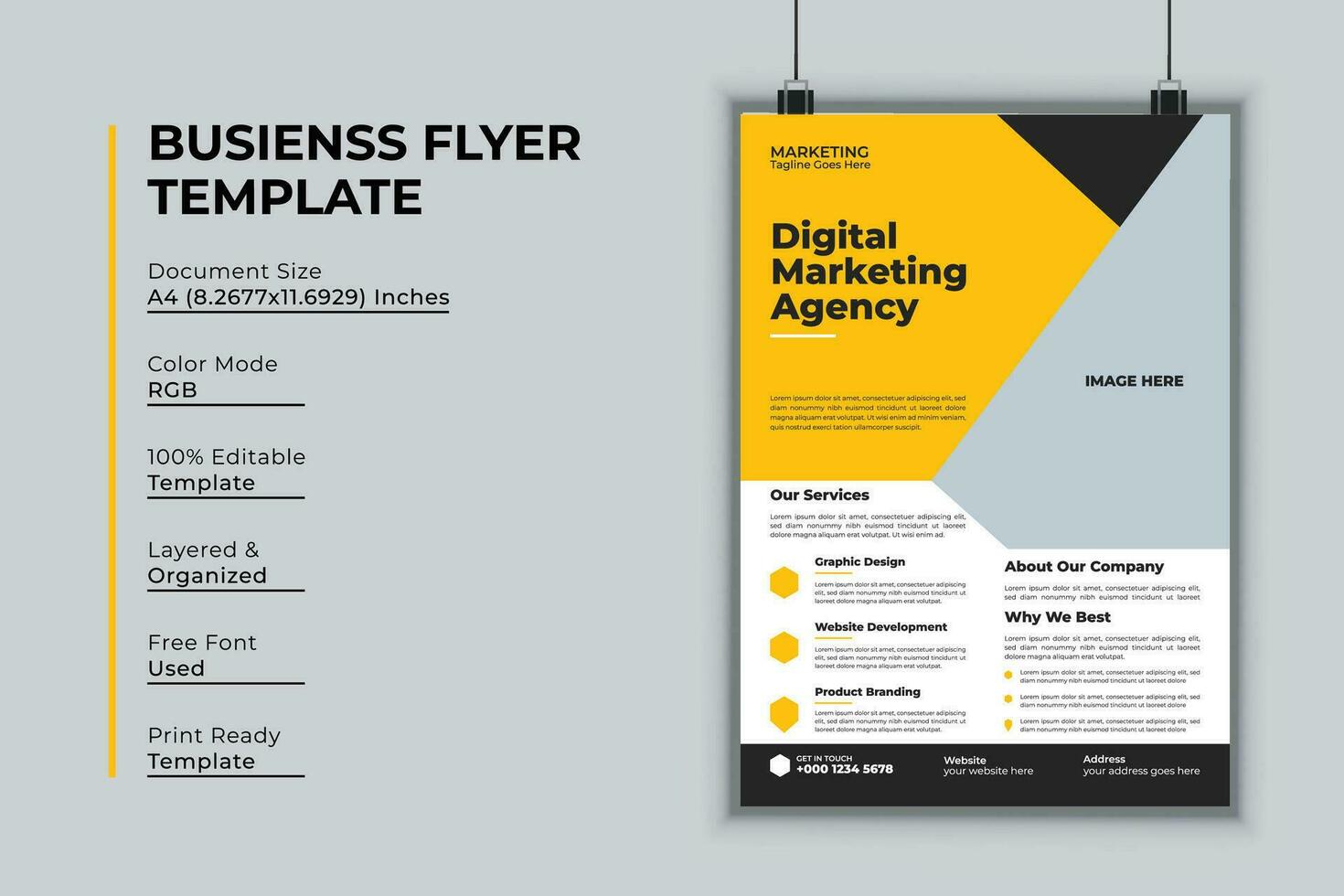 Digital marketing agency flyer design vector template