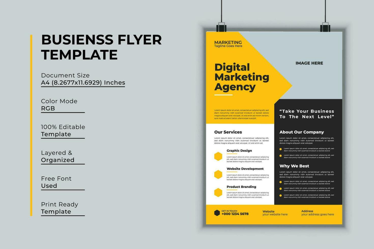 Digital marketing agency flyer design vector template