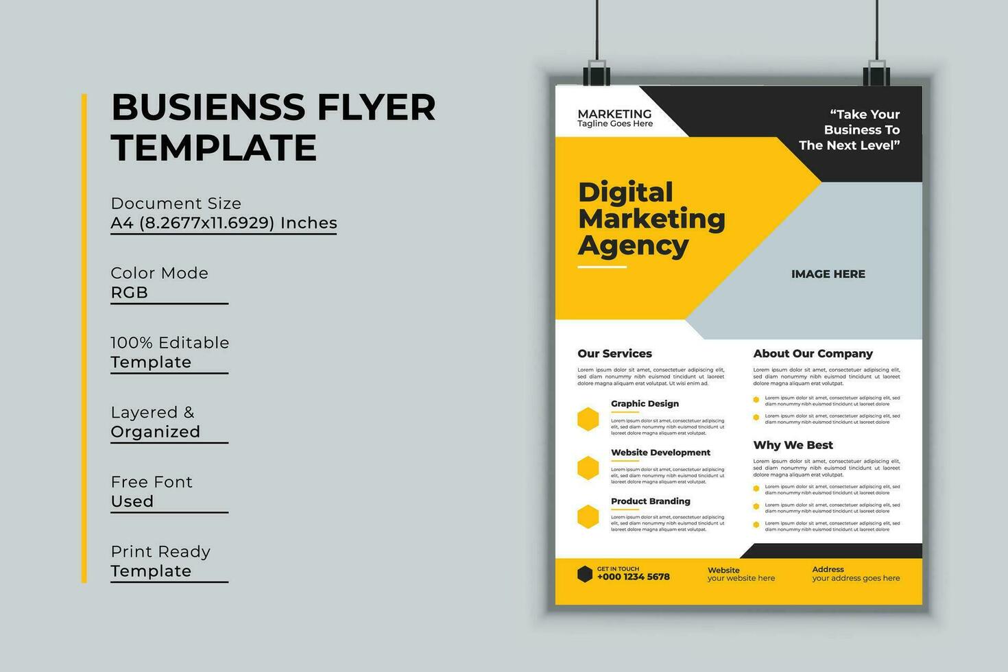 Digital marketing agency flyer design vector template