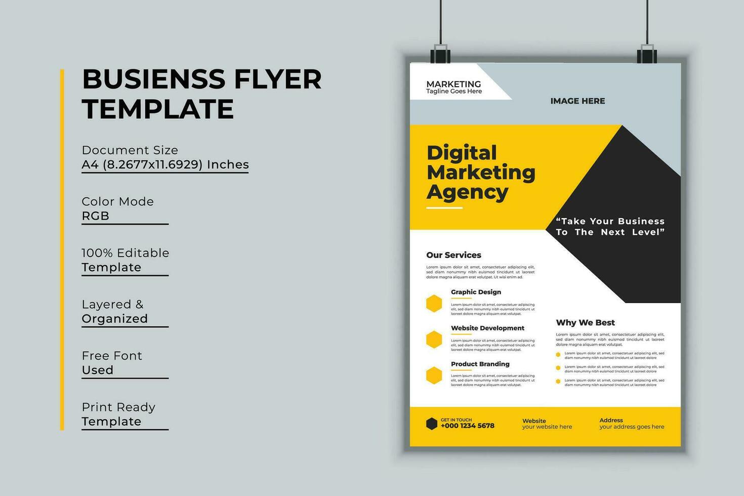 Digital marketing agency flyer design vector template