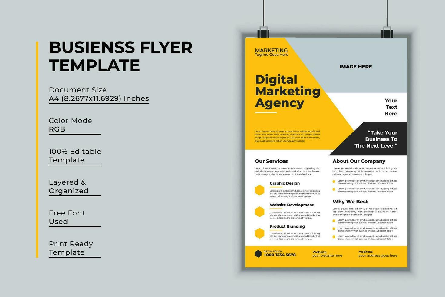 Digital marketing agency flyer design vector template