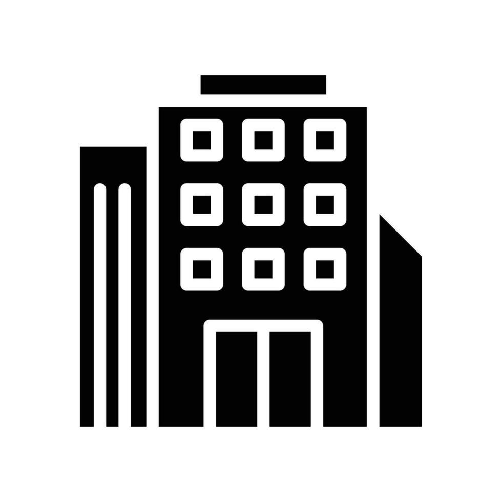 Our Services Building, Office glyph icon. High rise office construction, conference room. apartment house, business area. flat or solid pictogram Vector illustration. design on white background. EPS10