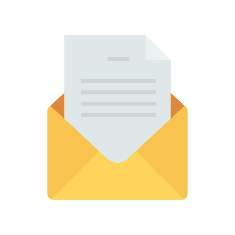 Flat Design Style Email letter open icon. Mail envelope for new letter messaging symbol. News postcard logo pictogram for business web and app. vector illustration design on white background EPS 10