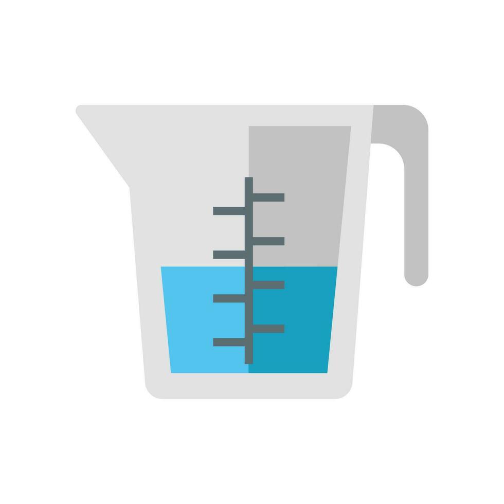 Flat Design Style Kitchenware measuring cup icon. food jug for measuring quantity equipment.  liquid glassware utensil. vector illustration design on white background. EPS 10
