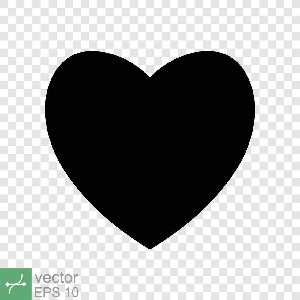 Heart icon isolated on editable background. Simple flat icon. Black love shape symbol, blank heart silhouette sign logo design, romantic wedding concept. vector illustration EPS 10.