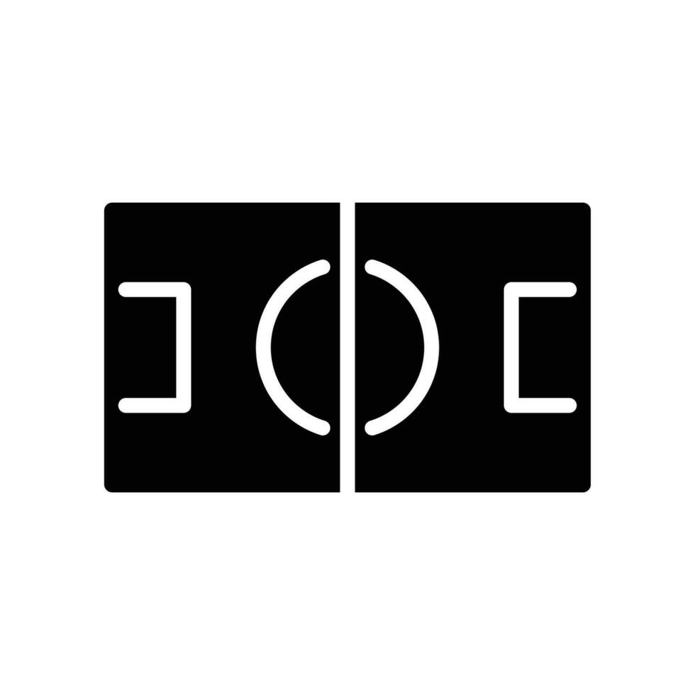 Football, sport icon. Soccer field from above, sport fields look from top. Pictogram symbol, Glyph style for mobile web and app. Solid Vector illustration. Design on white background. EPS 10