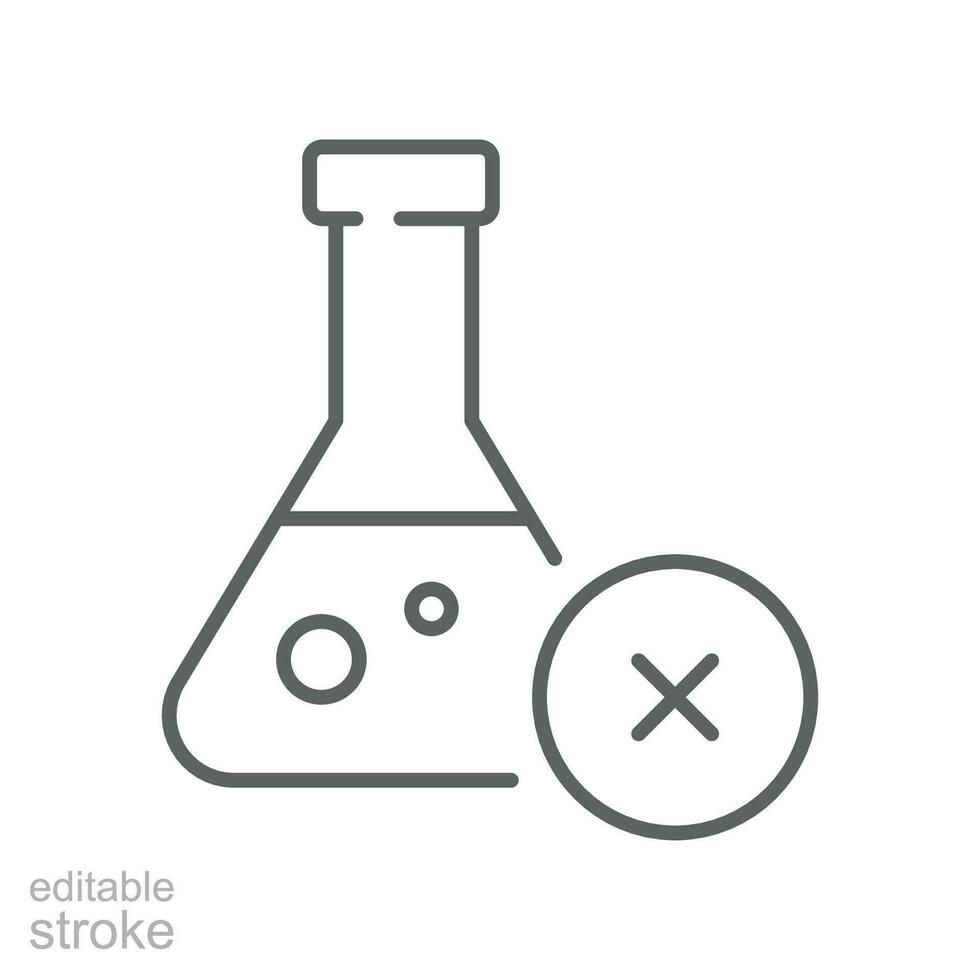 No chemical risk icon. Organic food, no additives, no preservatives. prohibition of chemical additives. Line pictogram style. Editable stroke. Vector illustration. Design on white background. EPS 10