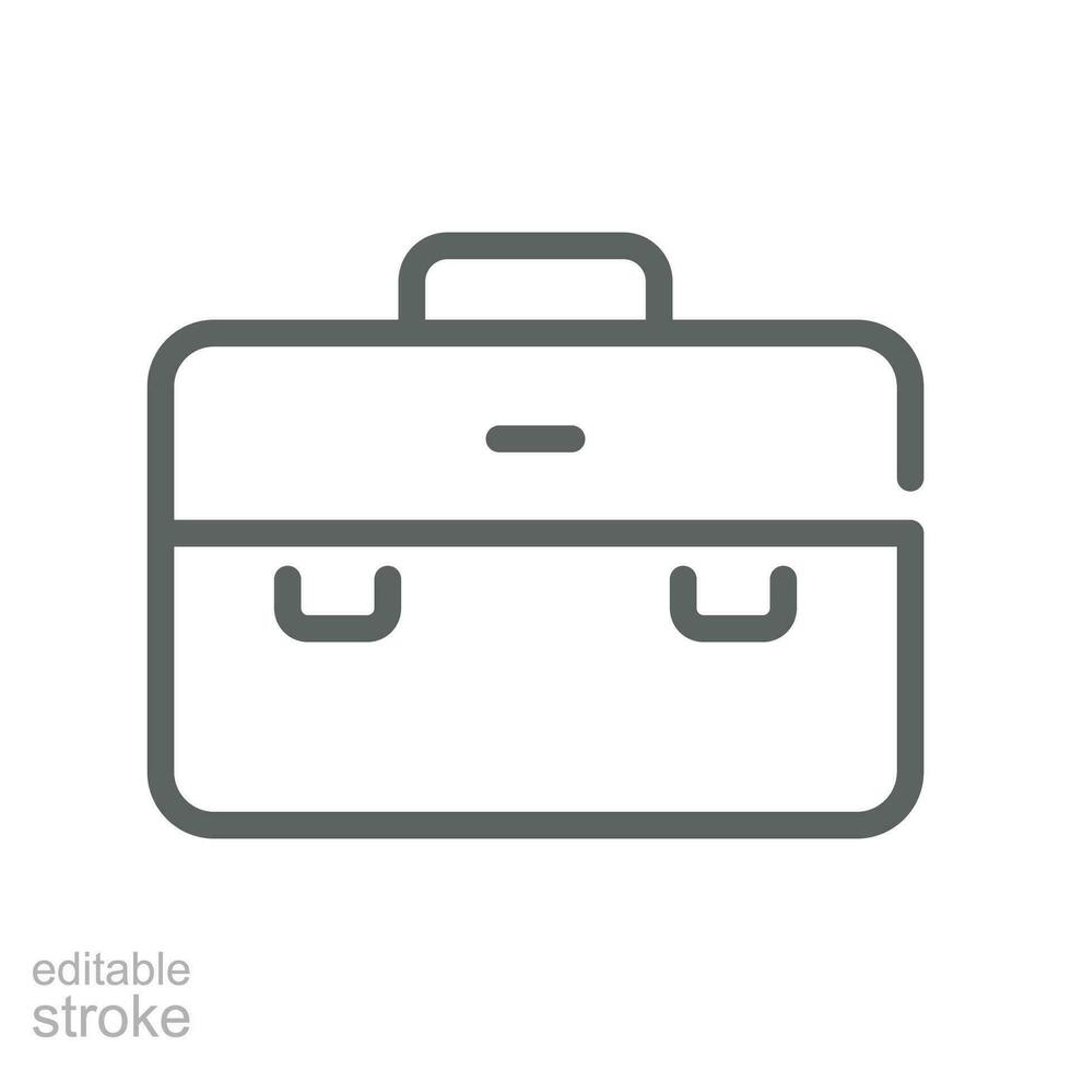 Documents bag icon. Business Briefcase, office bag, Work Portfolio Suitcase symbol. Simple single pictogram in Line style. Editable stroke Vector illustration. Design on white background. EPS 10