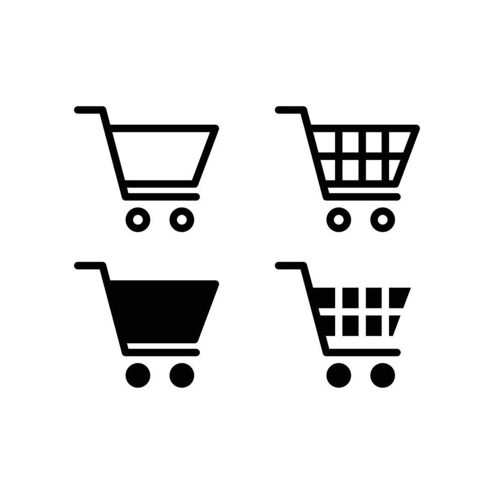 Shopping chart line and glyph icon. Market trolley, shop bag label for digital marketing. Basket grocery of E-commerce store. simple pictogram. Vector illustration. Design on white background. EPS 10