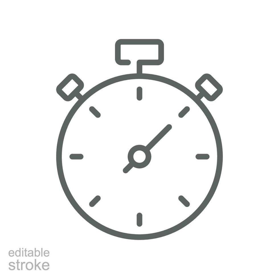 Temporizador, cronógrafo, deporte icono. cuenta regresiva medición. segundo y minuto contando. línea estilo pictograma logo para aplicación y sitio web. editable ataque. vector ilustración. diseño en blanco antecedentes eps 10