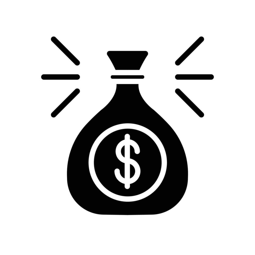 Business Concept Investment management glyph icon. Wealth, Mutual fund management, income growth, dividend payment, money bag, budget expenses. Vector illustration. Design on white background. EPS 10