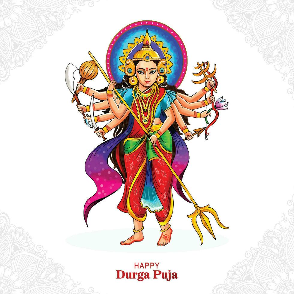 feliz durga puja india festival vacaciones tarjeta ilustración fondo vector