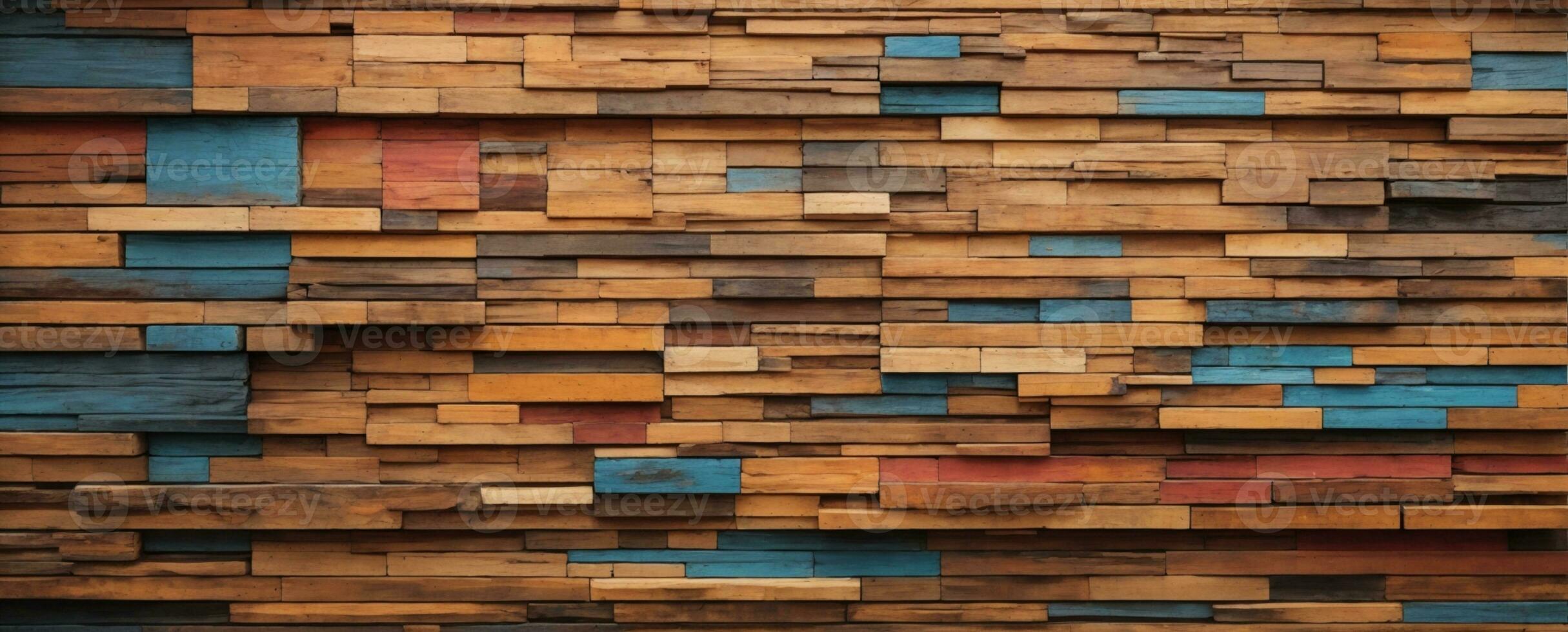 Wood aged art architecture texture abstract block stack on the wall for background, Abstract colorful wood texture for backdrop.. AI generated photo