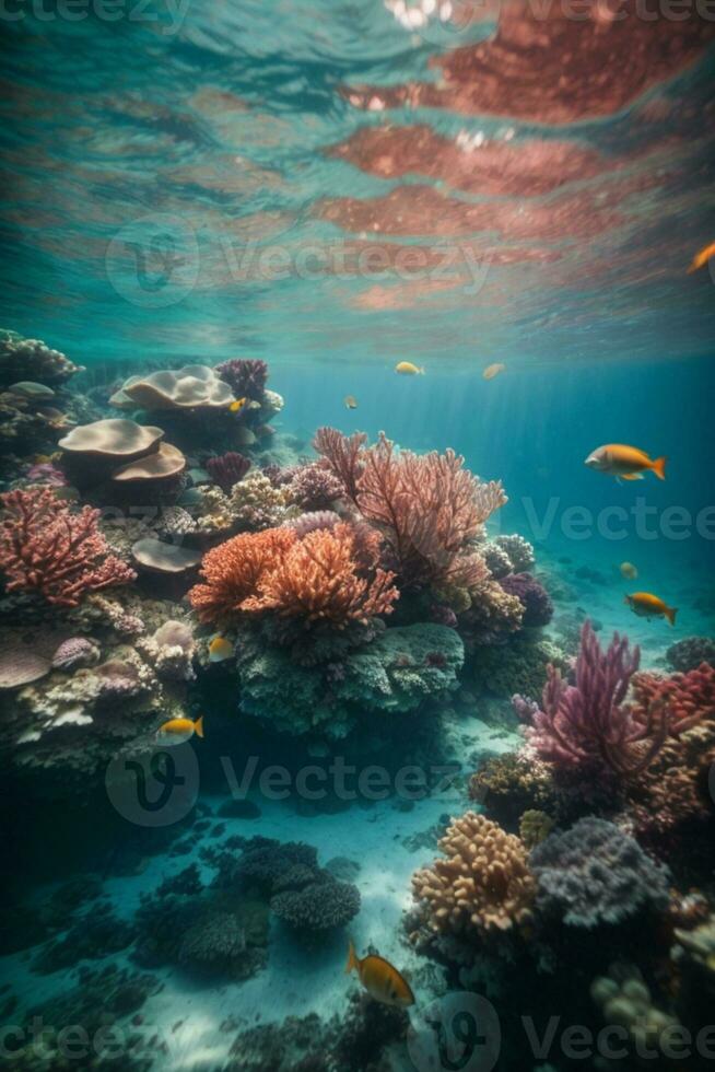 mar o Oceano submarino profundo naturaleza antecedentes. ai generado foto