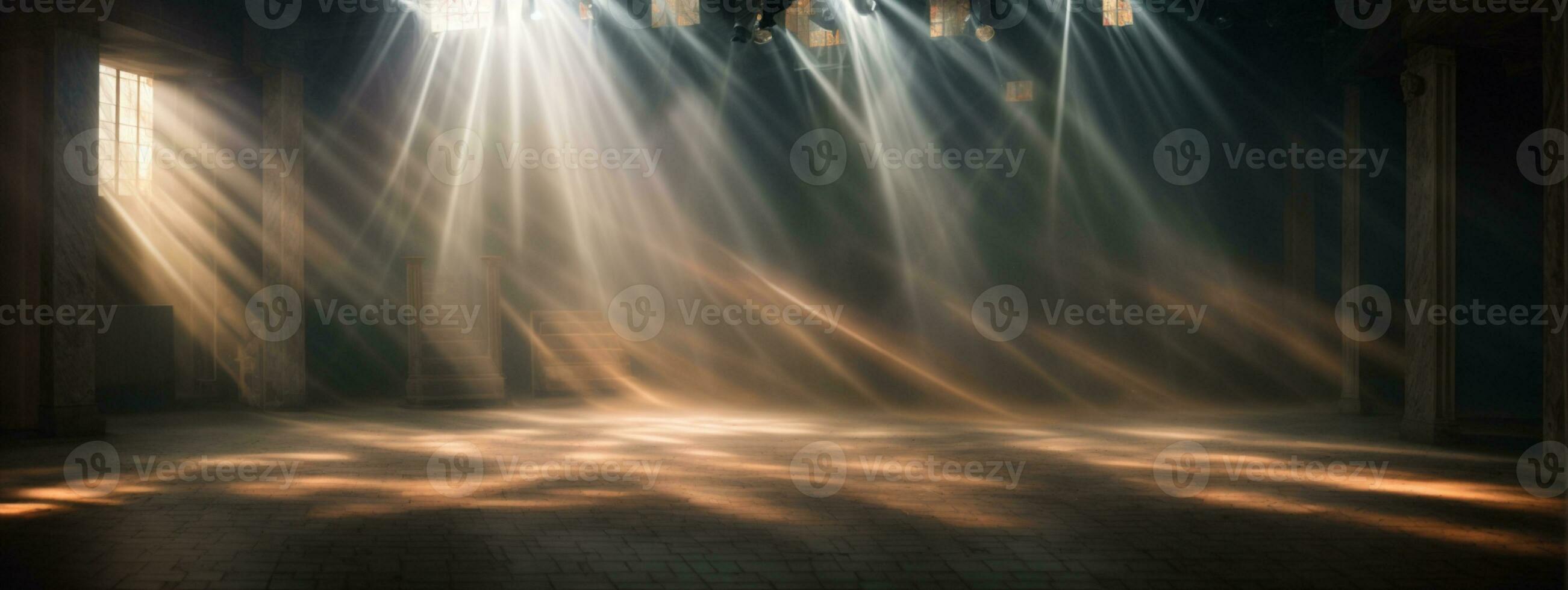 abstract beautiful rays of light on black background.. AI generated photo