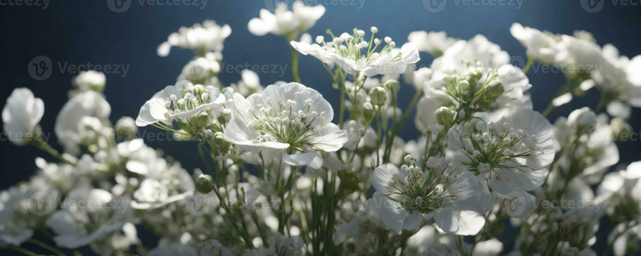 Gypsophila seco pequeño blanco flores ligero macro. ai generado foto