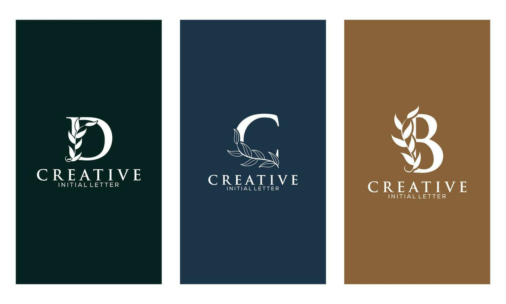 Set of Botanical Minimalistic Initial Letter D, C, B Logo Vector Template