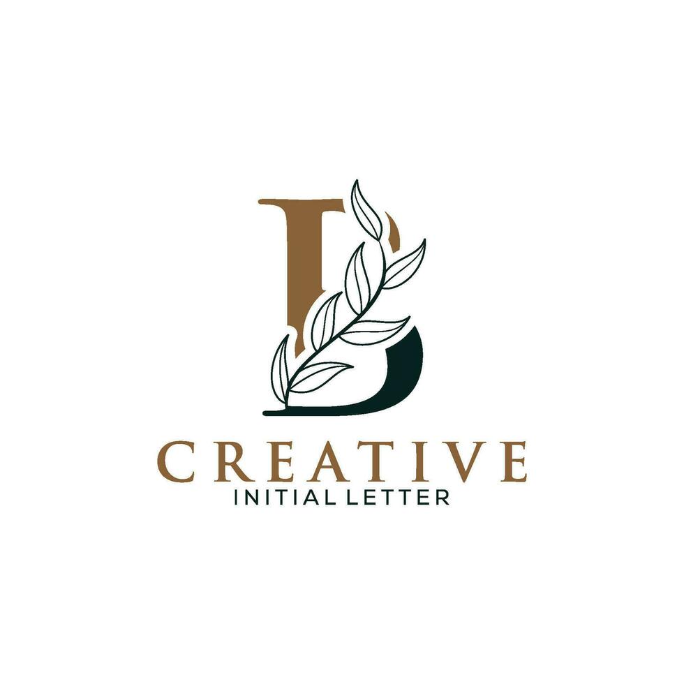 Initial Letter B and Floral Logo vector, Botanical Minimalistic Letter Feminine Logos with Organic Plant Elements vector