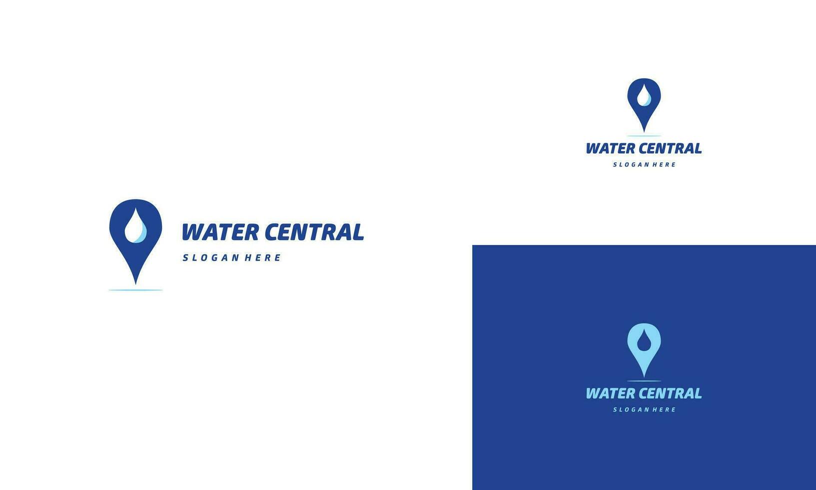 water location logo design icon template, water combine with map pointer logo concept vector