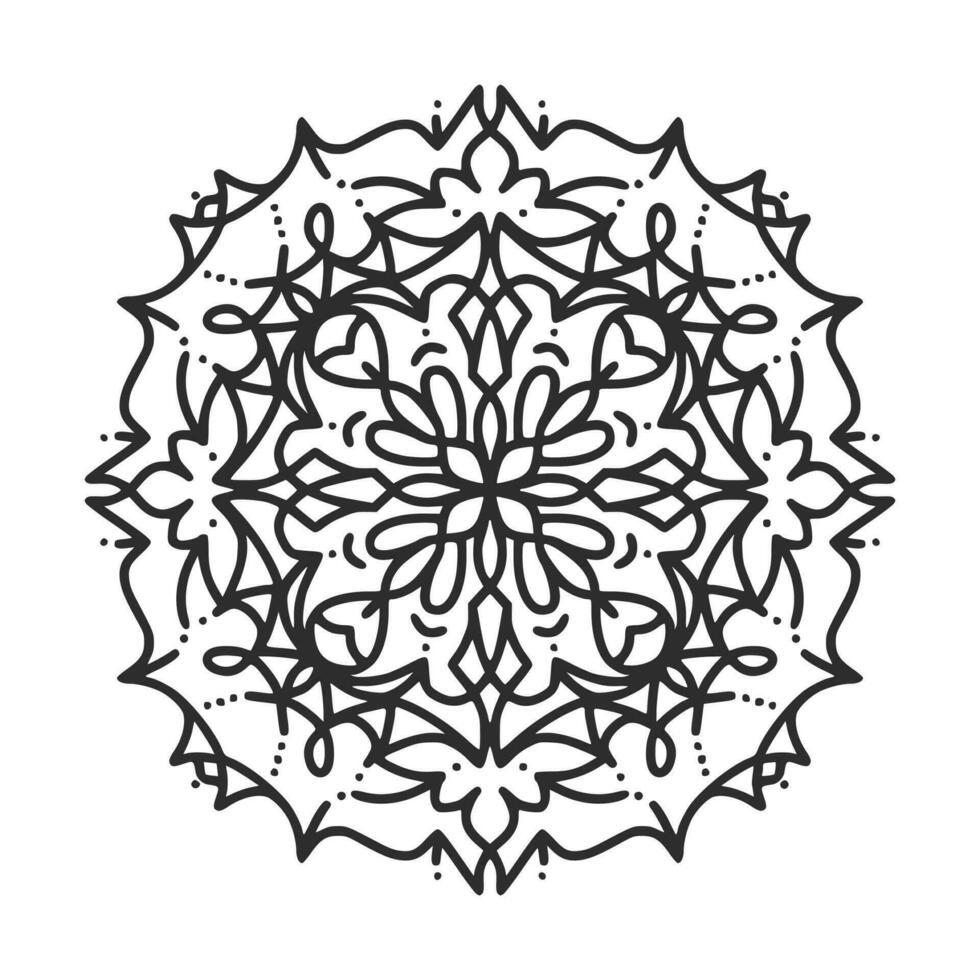 Circular pattern in form of mandala for Henna, Mehndi, tattoo, decoration. Decorative ornament in ethnic oriental style. Coloring book page. vector