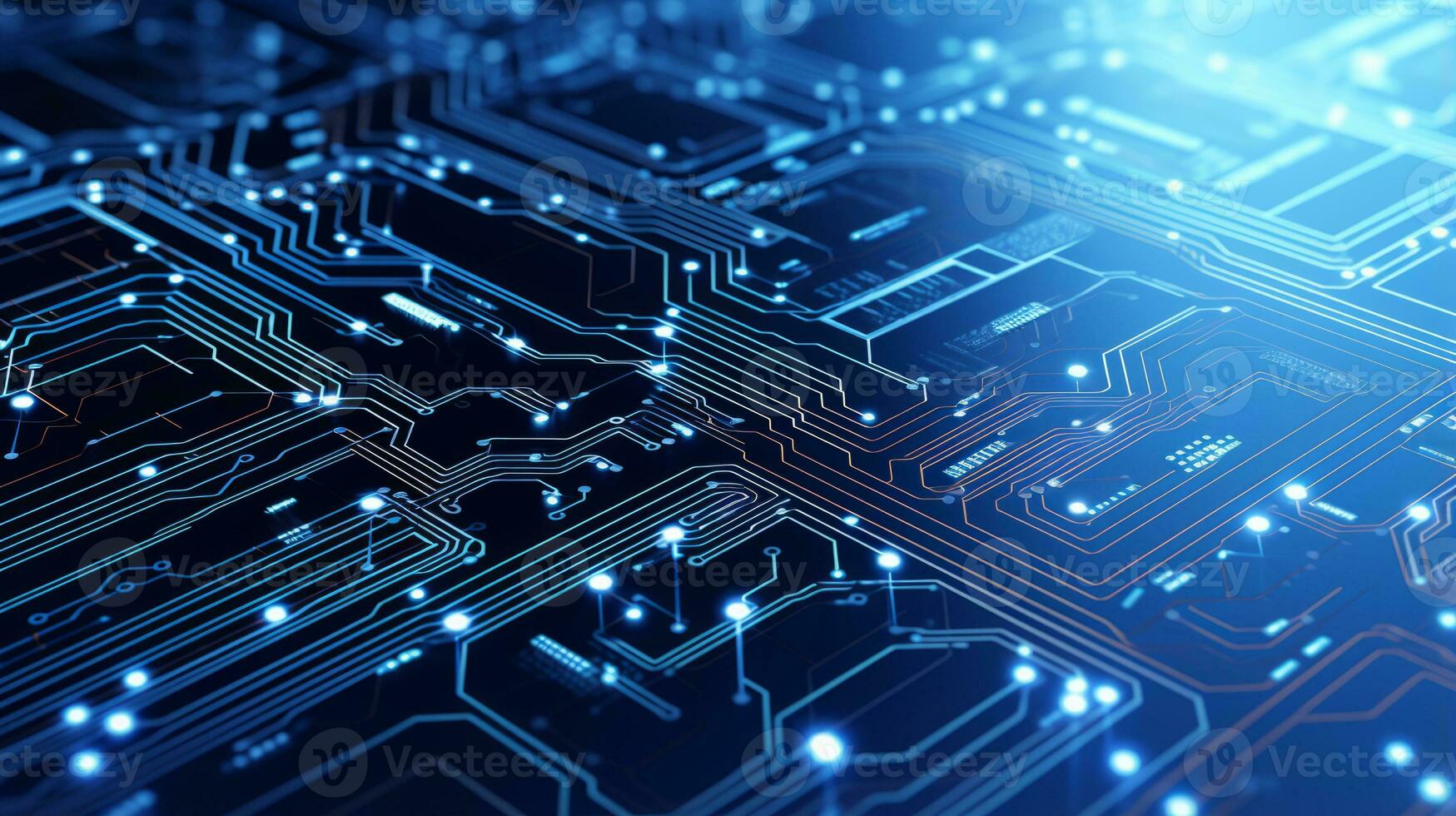 Close up of a computer circuit board. Generative AI photo
