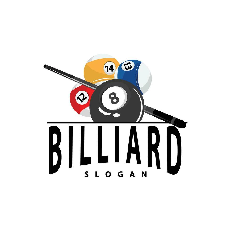 Billiard Logo Minimalist Design Ball and Stick Symbol Illustration Template vector