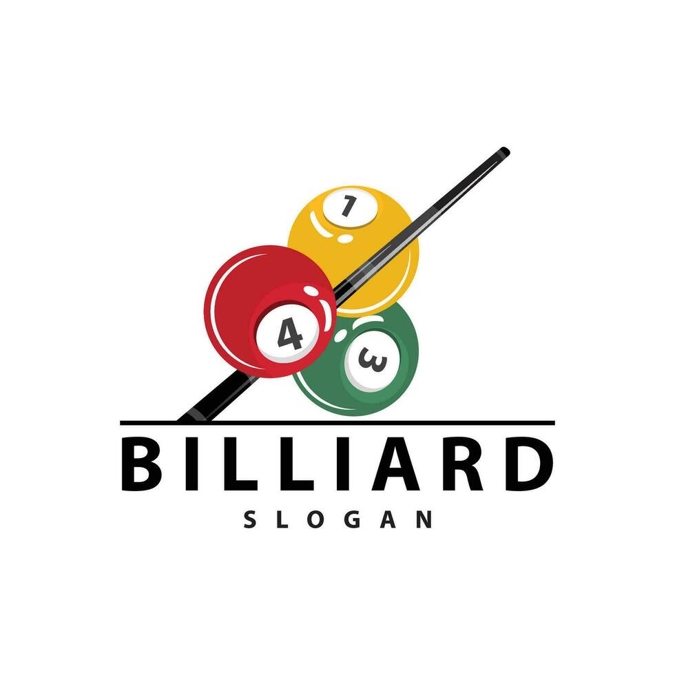 Billiard Logo Minimalist Design Ball and Stick Symbol Illustration Template vector