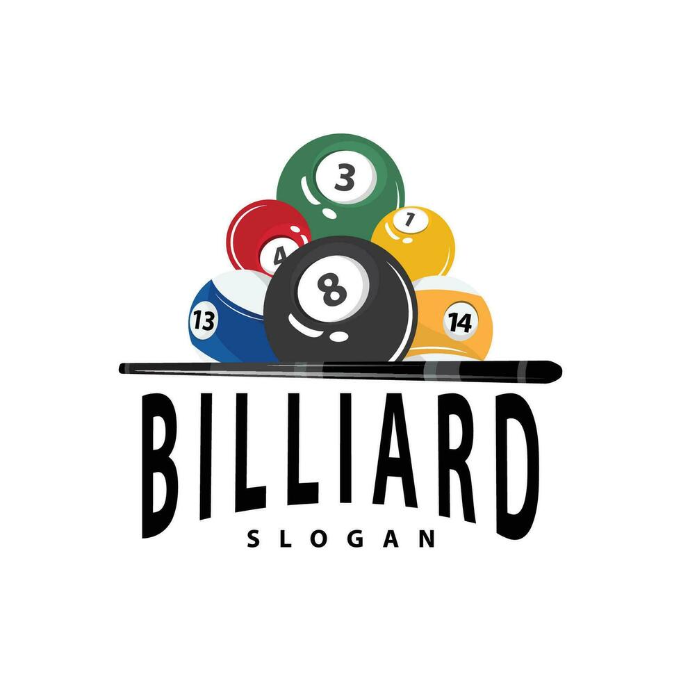 Billiard Logo Minimalist Design Ball and Stick Symbol Illustration Template vector
