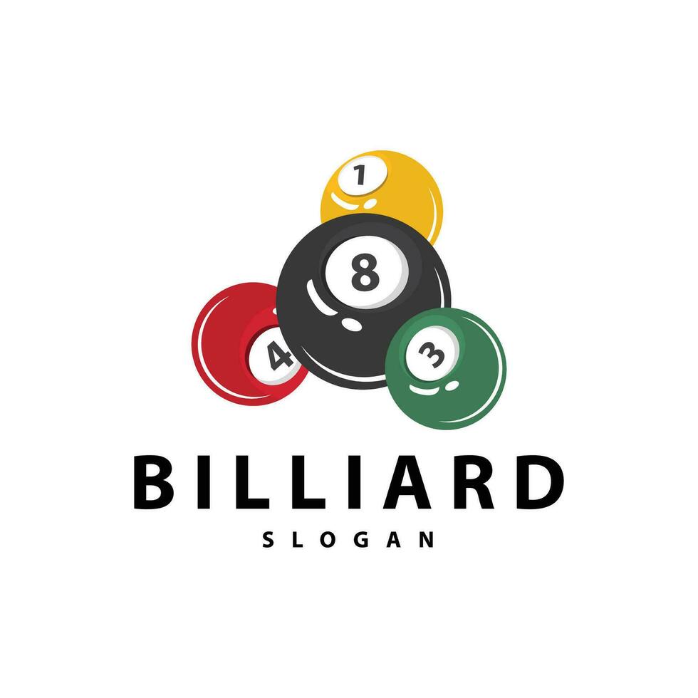 Billiard Logo Minimalist Design Ball and Stick Symbol Illustration Template vector