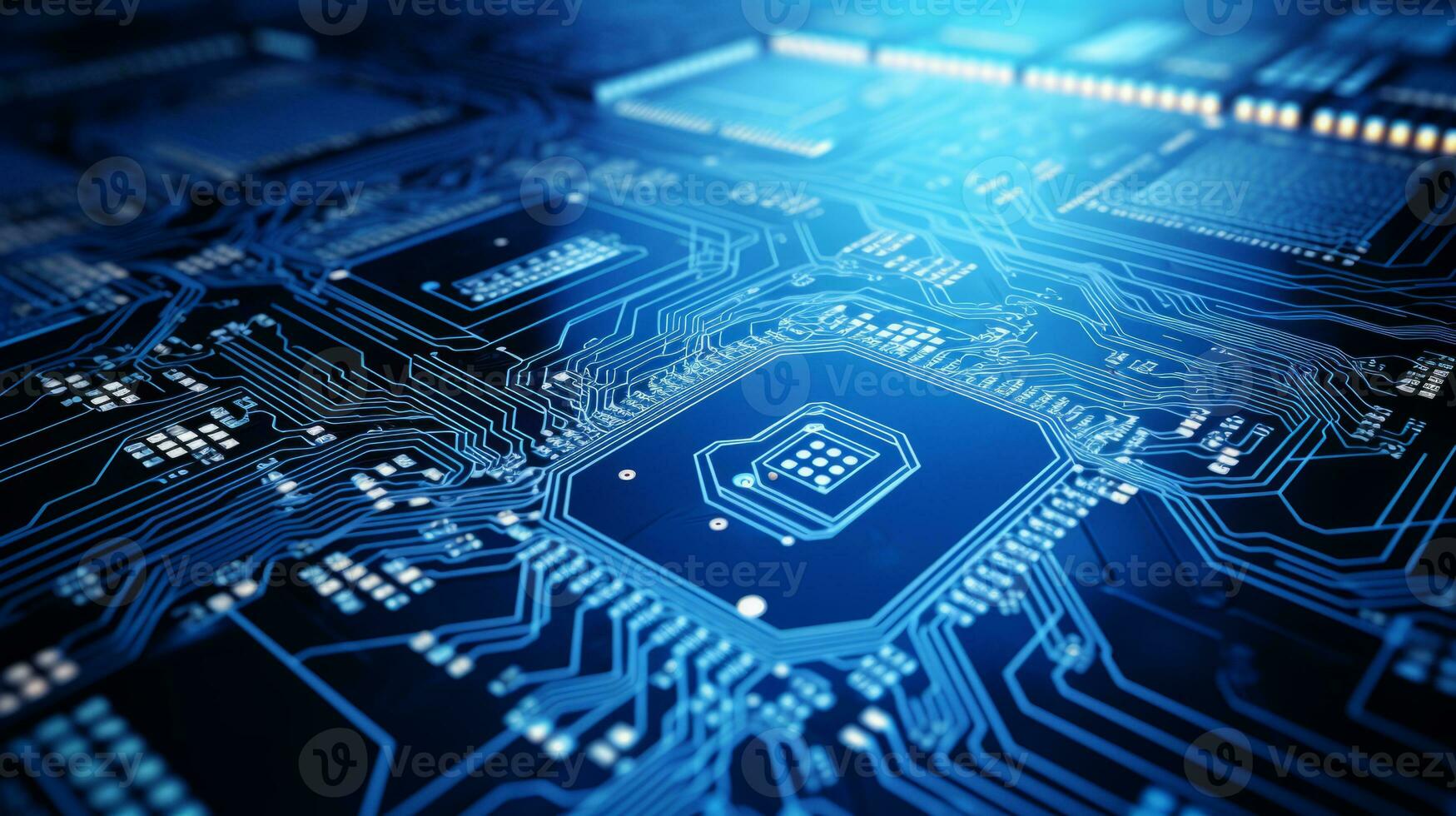 Computer circuit board up close. Generative AI photo