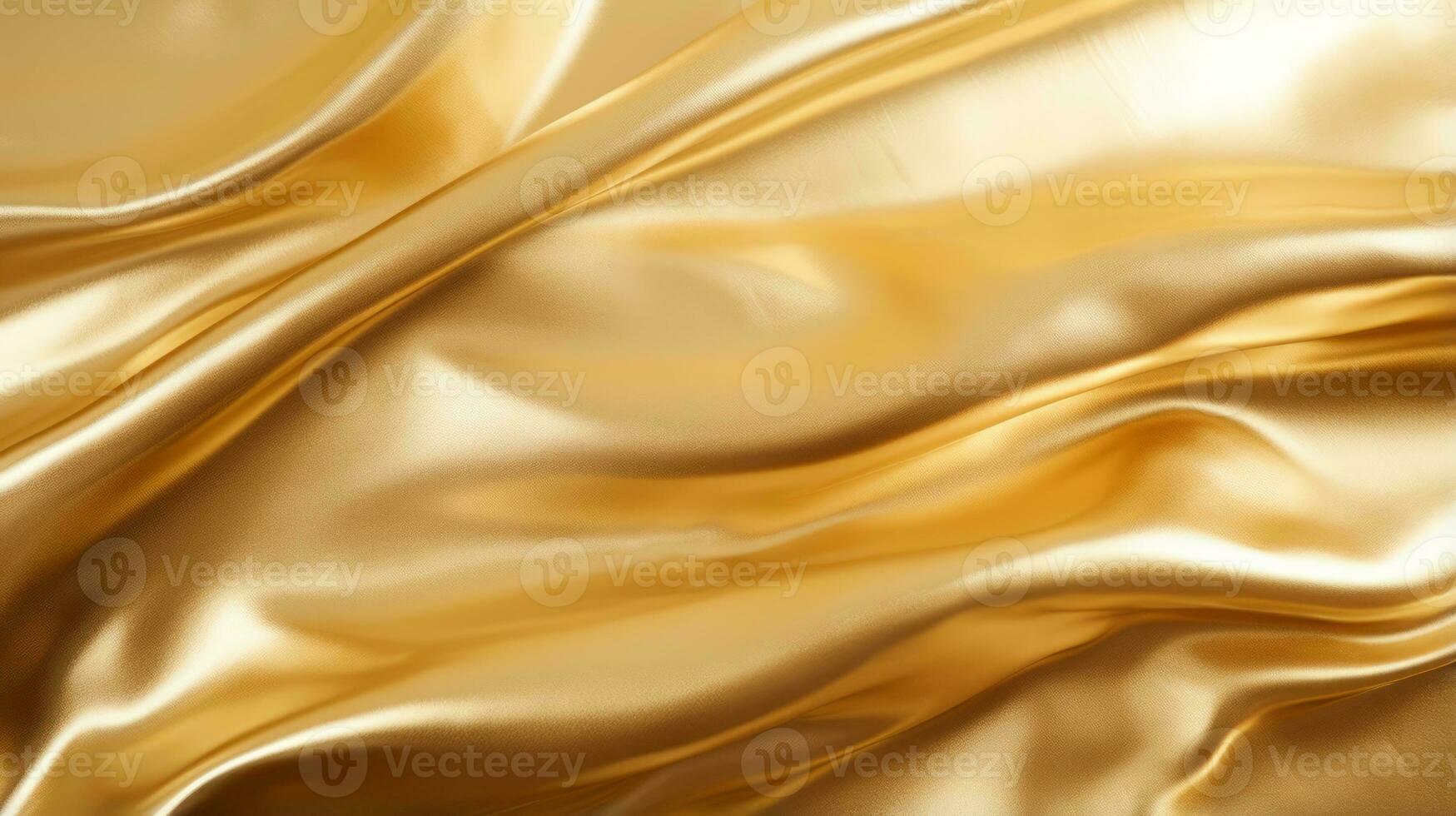 Close up view of a luxurious gold satin fabric. Generative AI photo
