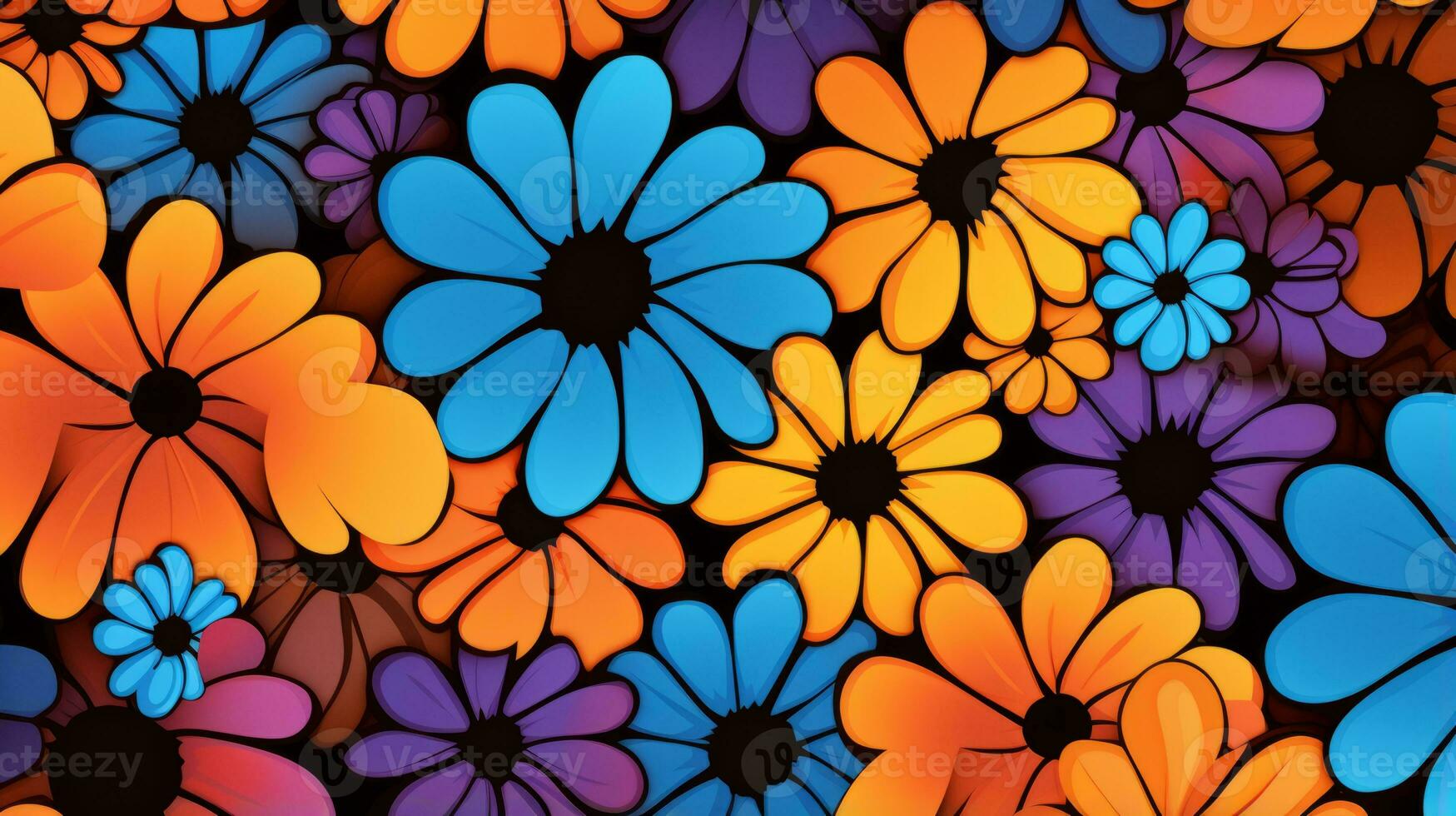 Vibrant display of flowers adorning a wall. Generative AI photo