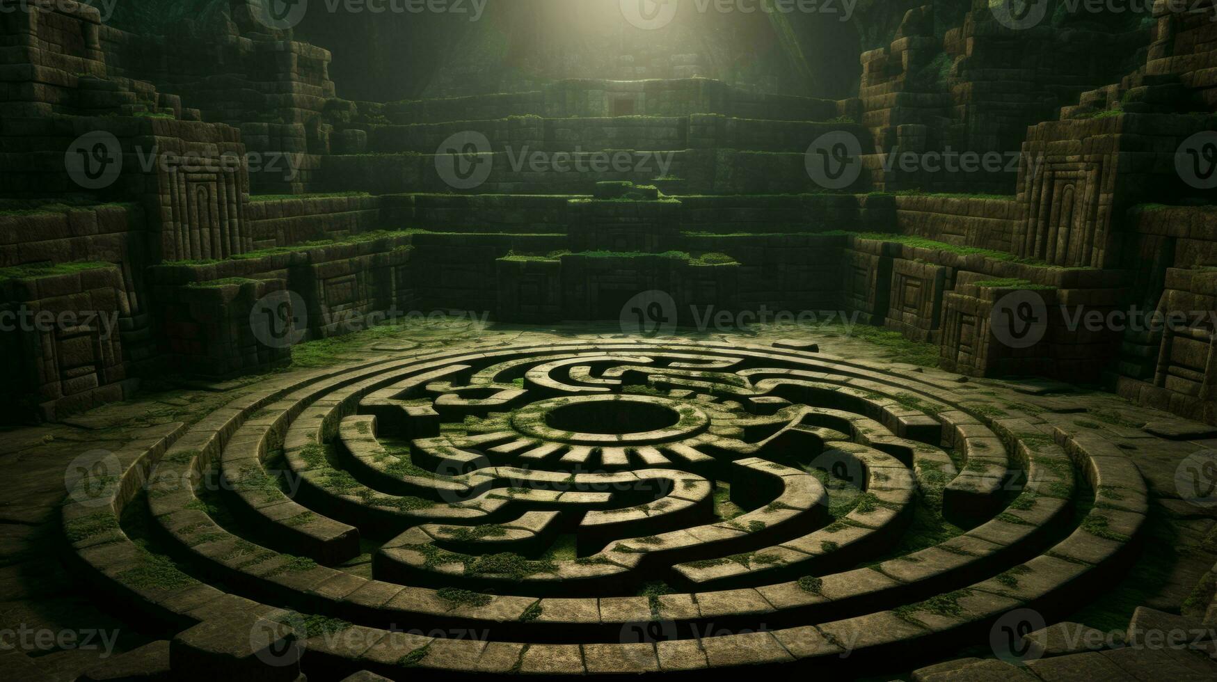 Mystic Serpent coils within ancient ruins. Generative AI photo