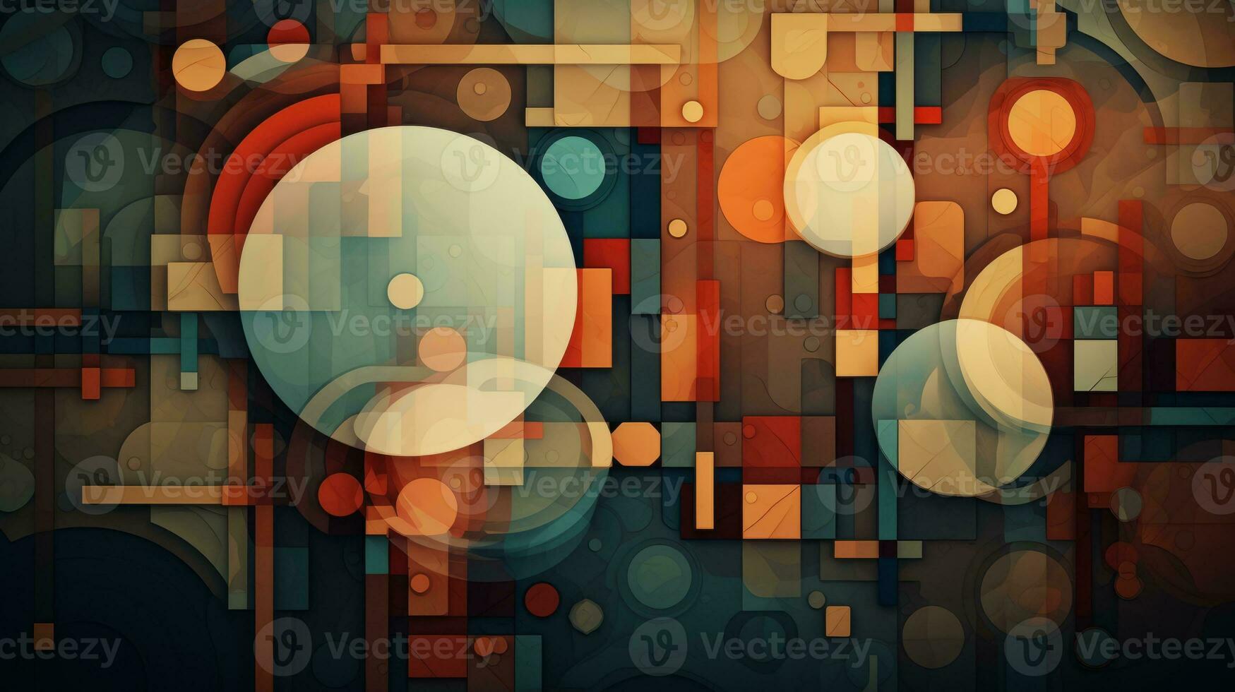 Mosaic of shapes and elements creating a captivating abstract design. Generative AI photo