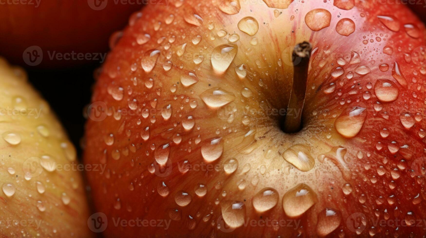 Macro view of apple's texture. Generative AI photo