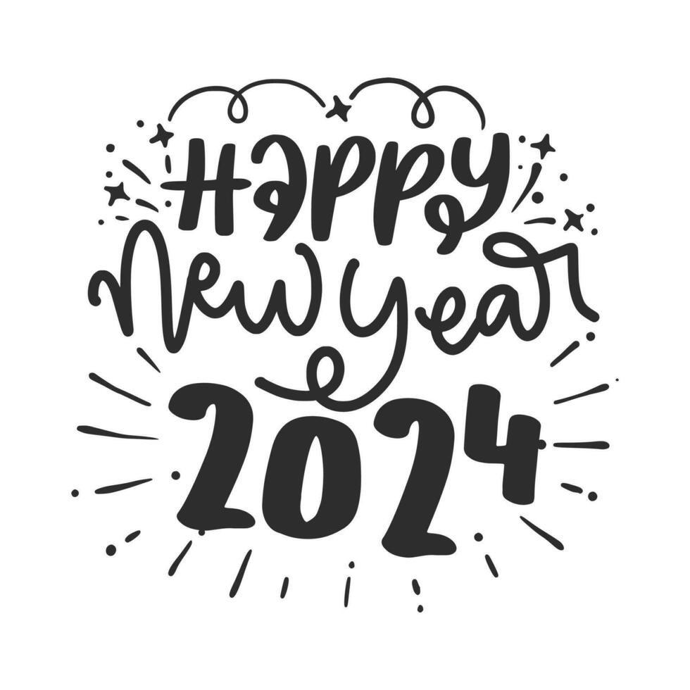 Happy New Year 2024 design. New Year Lettering. Premium vector design for poster, banner, greeting and New Year 2024 celebration.