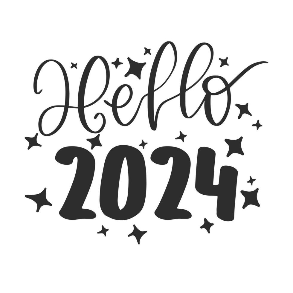 Happy New Year 2024 design. New Year Lettering. Premium vector design for poster, banner, greeting and New Year 2024 celebration.