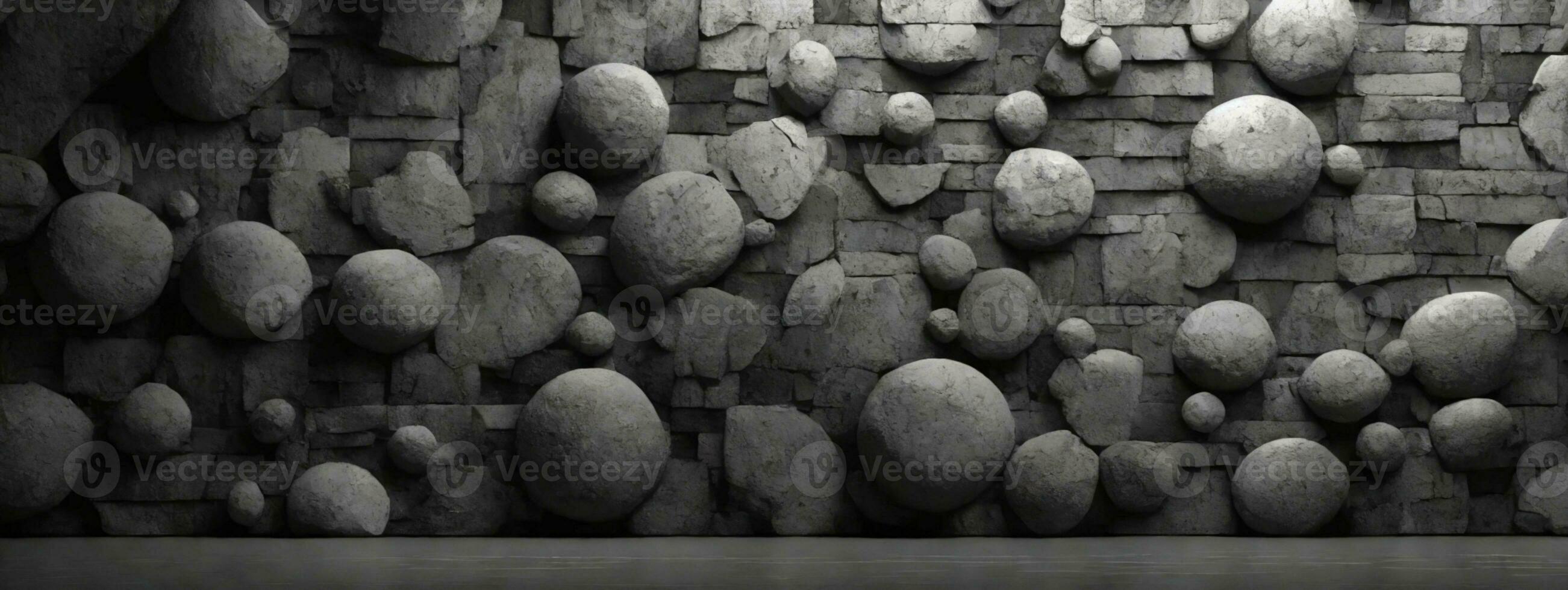 Old wall texture cement dark black gray background abstract grey color design are light with white gradient background.. AI generated photo