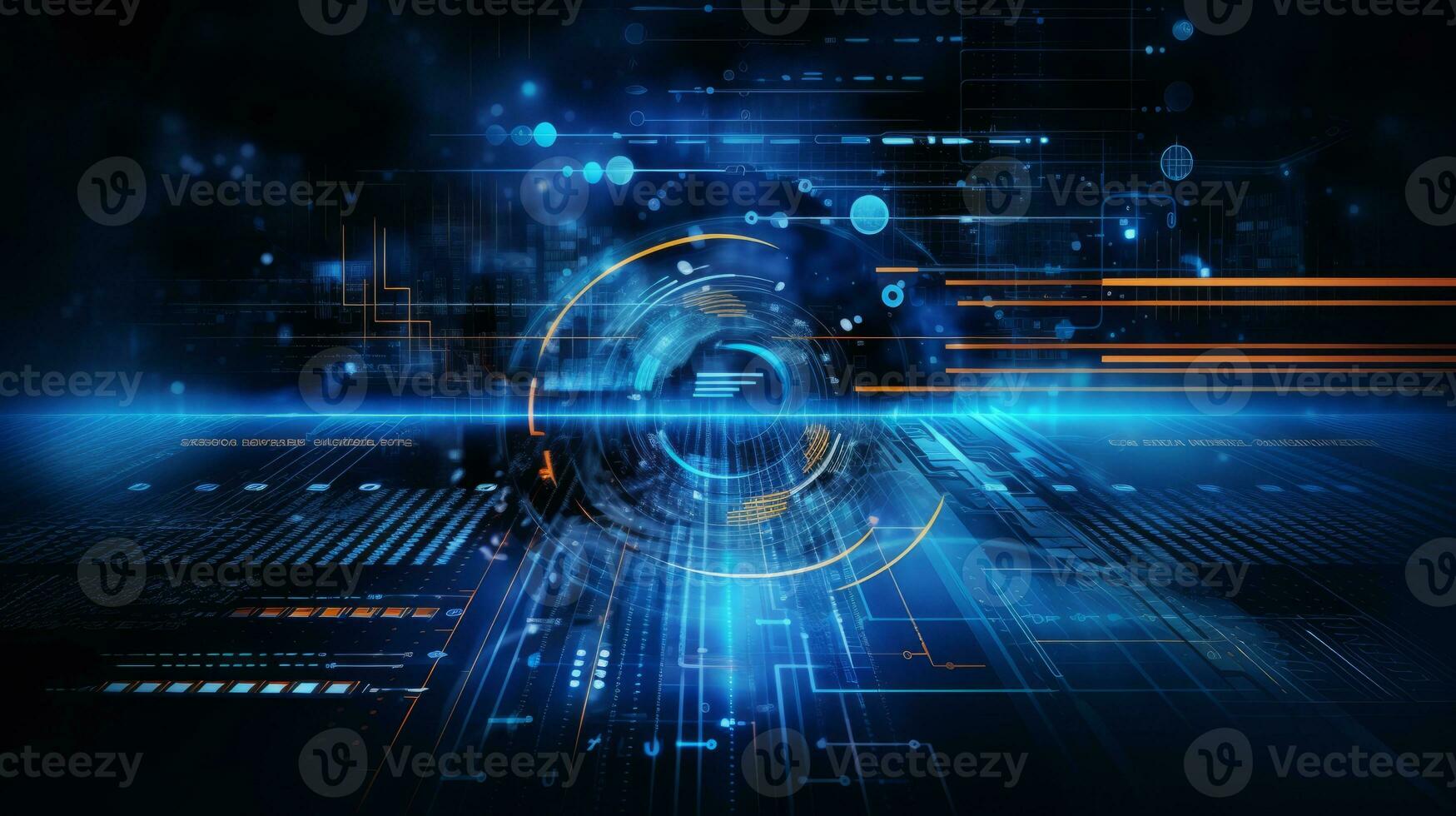 Blue abstract background with lines and dots. Generative AI photo