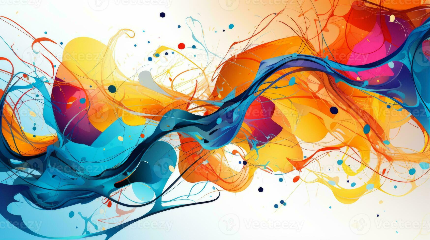 A vibrant abstract painting on a pristine white canvas. Generative AI photo
