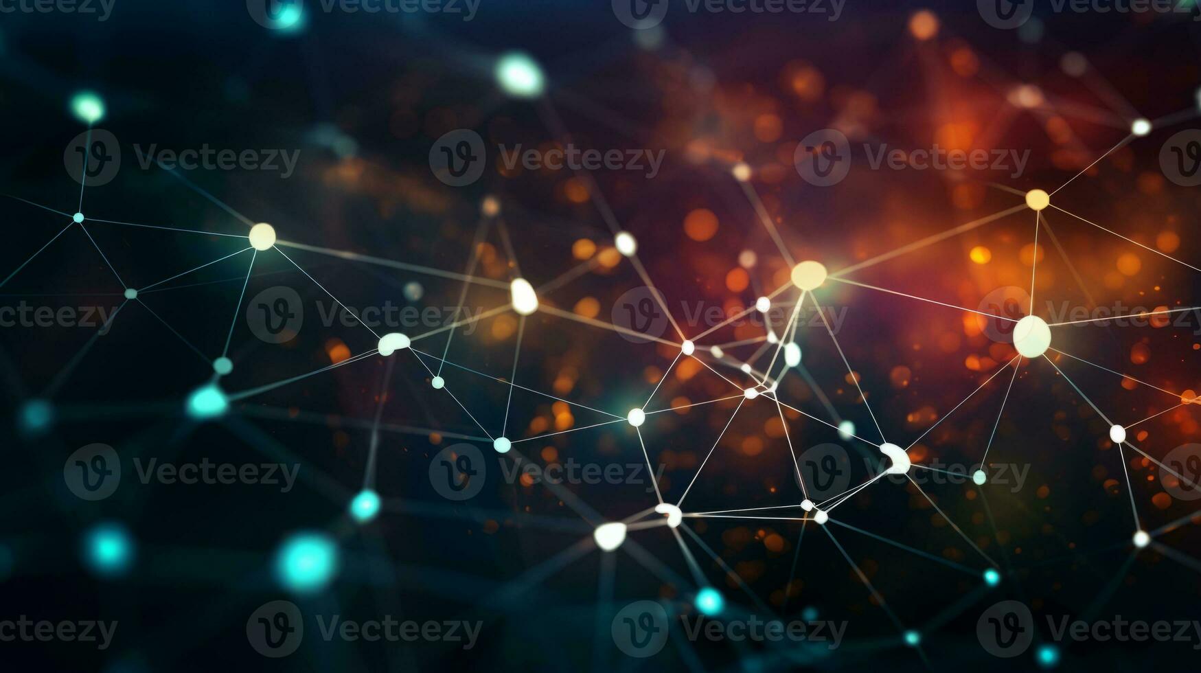 Dark background with many dots and lines. Generative AI photo