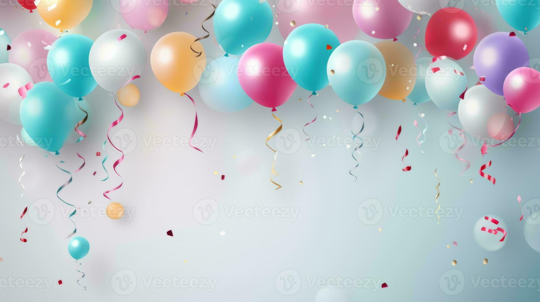 Colorful balloons floating in the sky. Generative AI photo