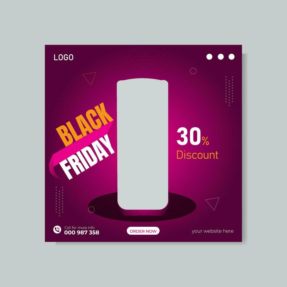 Black friday product sale social media post design template vector