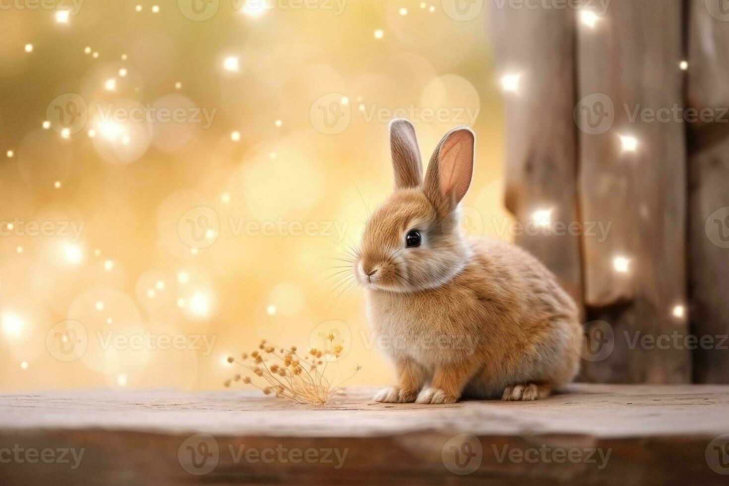 Close-up of cute rabbit with beautiful bokeh background, Generative AI illustration photo
