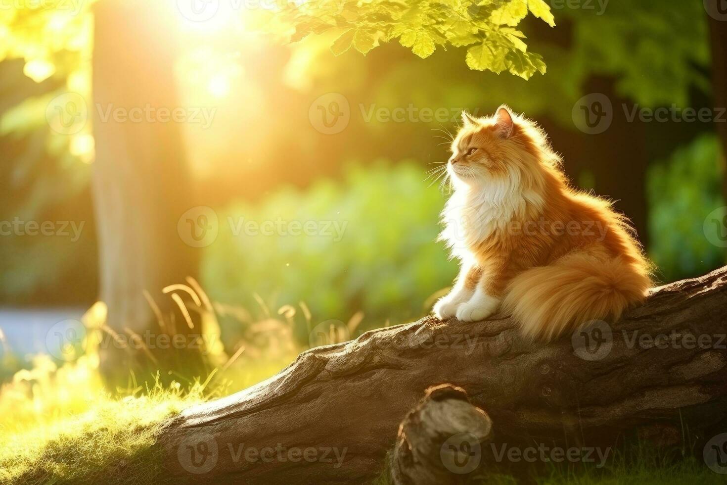 Close-up of cute cat gazing at something with beautiful bokeh background, Generative AI illustration photo