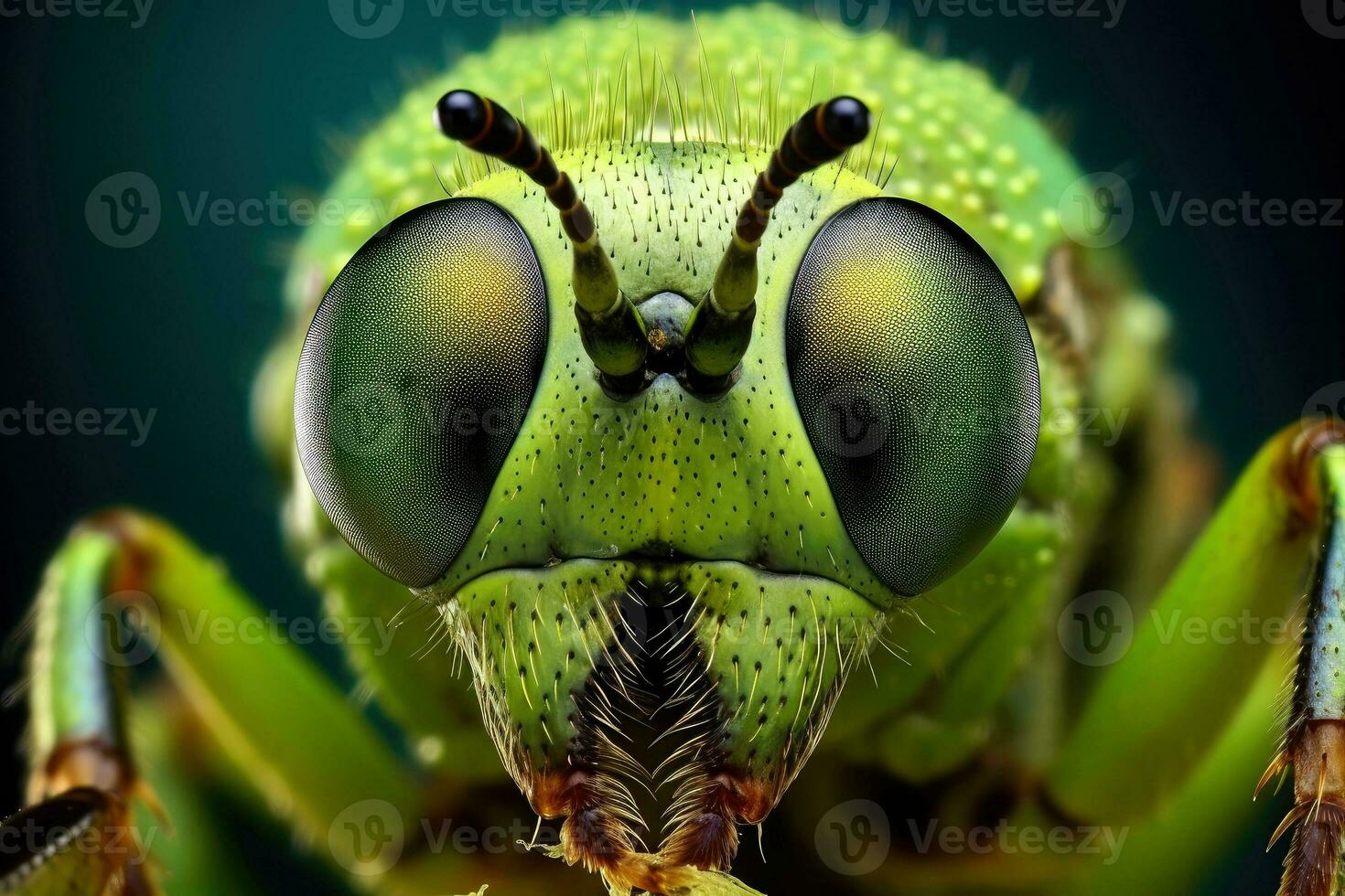 Close-up of insect eye and head with beautiful blurred background, Generative AI illustration photo