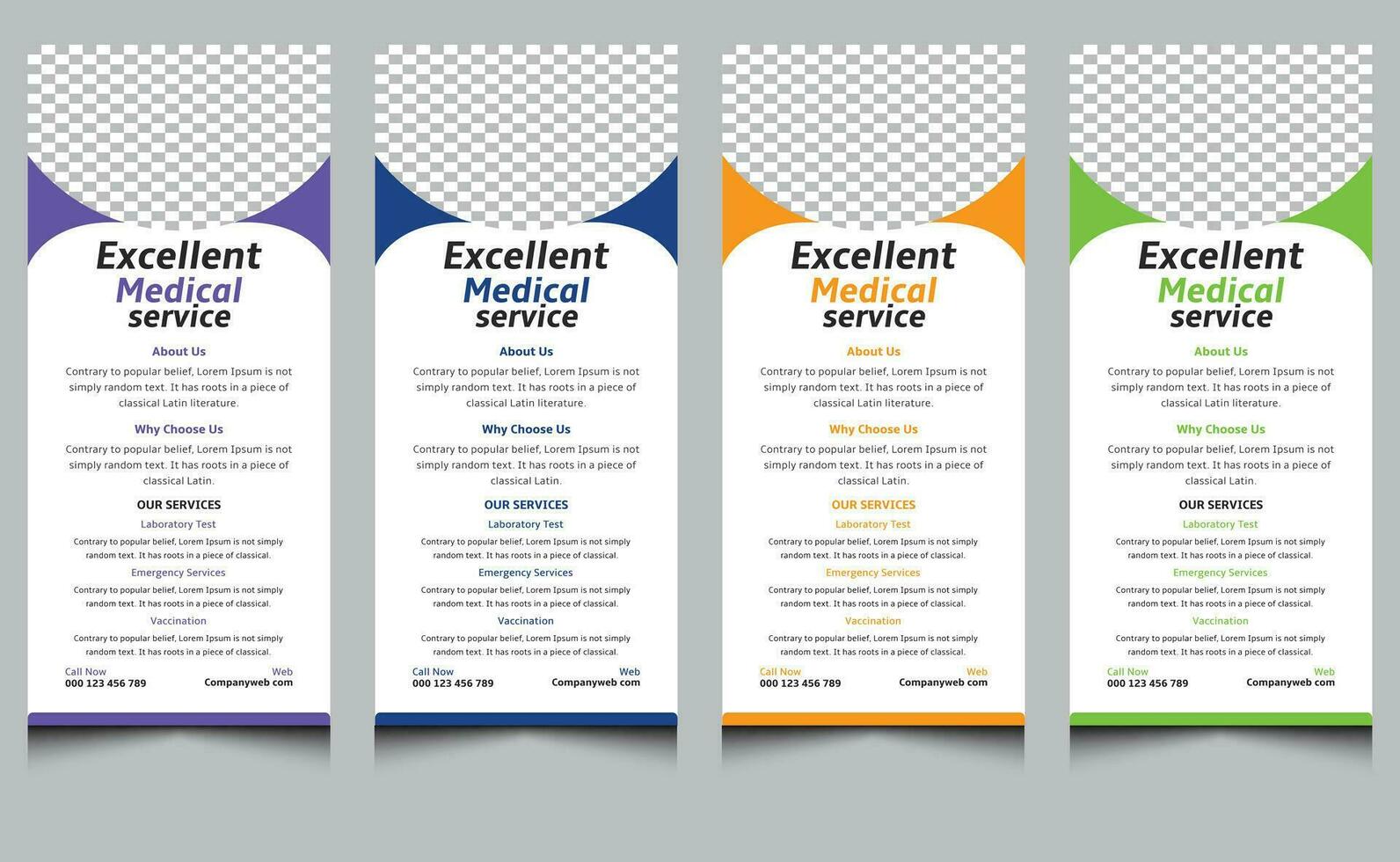 Creative clean unique abstract elegant minimal modern corporate identity professional medical service health card dl flyer rack card template design. vector